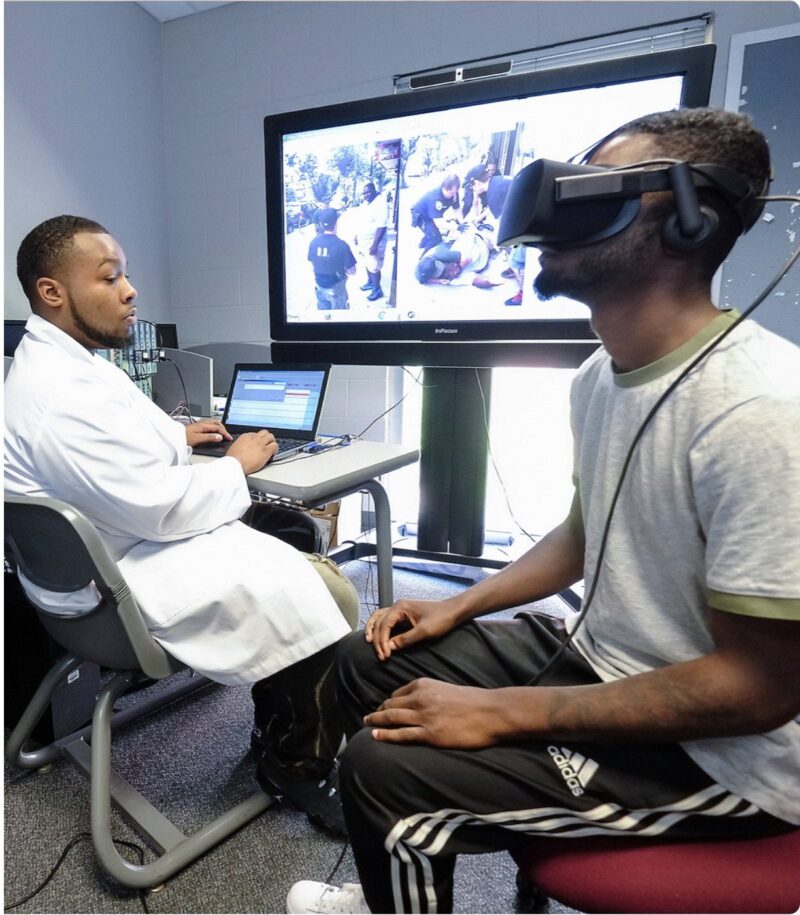 students using VR for testing
